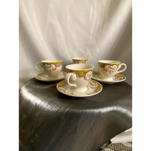 8 Piece Set of Gracie China Demi Tasse Cups with Saucers Birds Berries EUC - Picture 4 of 15